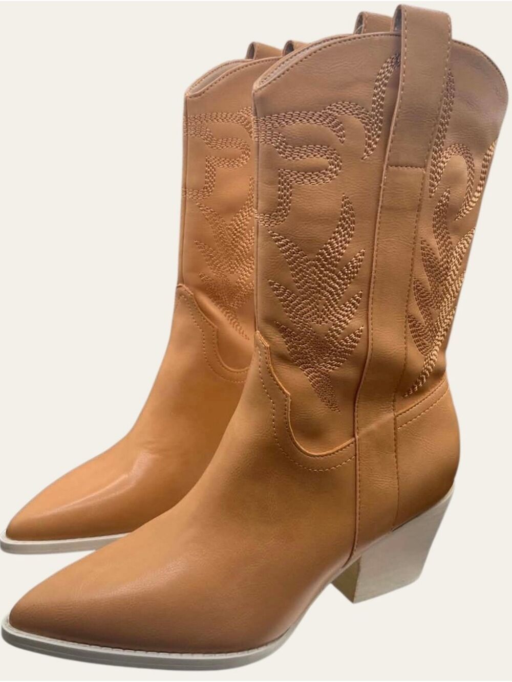 Oasis Society Sephira Tan Embroidered Western Cowboy Boots 7.5 NIB
